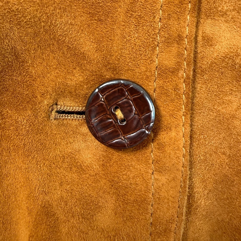 Vintage Women Talbots Cognac Suede Leather Jacket Sz L Western Boho Y2K Festival - Picture 7 of 14